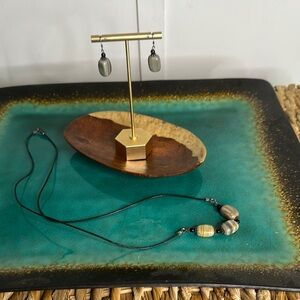 Elegant Tiger’s Eye‎ Black and Silver Necklace and Earring Set